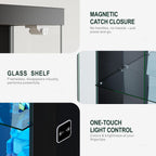 Lvifur Lockable Curio Display Cabinet with Glass Door,65" Lighted Curio Cabinet with 3 Color Lights for Collectibles,3-Tier Glass Display Case with Human Body Sensor for Living Room,Black