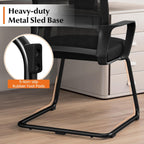 Tangkula Set of 6 Office Guest Chairs with Lumbar Support, Conference Chair with Breathable Mesh Back, Armrests & Sled Base, Reception Chair for Waiting Room, Meeting Room, Black