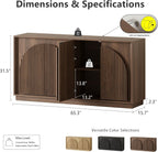 win2win Fluted Sideboard Buffet Cabinet with Storage, 65" Mid Century Modern Accent Cabinet with Double-Layered Arch Doors,Wood Media TV Console Table Credenza for Living Room Hallway Entryway,Walnut