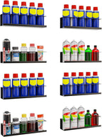 Riciakik 8 Pack Spray Bottle Holder Wall-Mounted, Aerosol Spray Can Holder Storage Rack, Heavy-Duty Paint Bottle Organizer with 40 Holes, Steel Black Spray Rack for Garage, Shop, Home or Tool Trailer