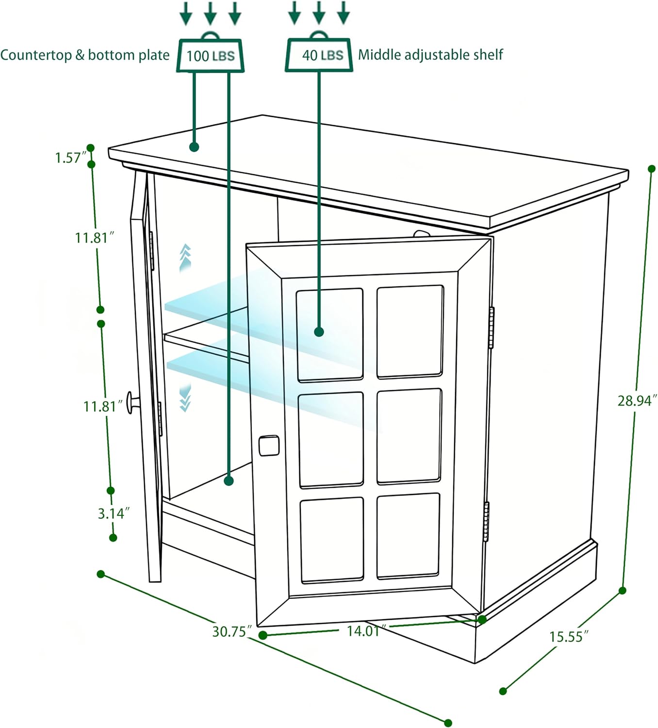 Storage Sideboard Cabinet with Mirrored Doors, Modern Buffet Cabinet w/Adjustable Shelf, MDF Console Cabinets for Dining Room, Living Room, Kitchen, Wood Kitchen Pantries Sideboard Buffet.