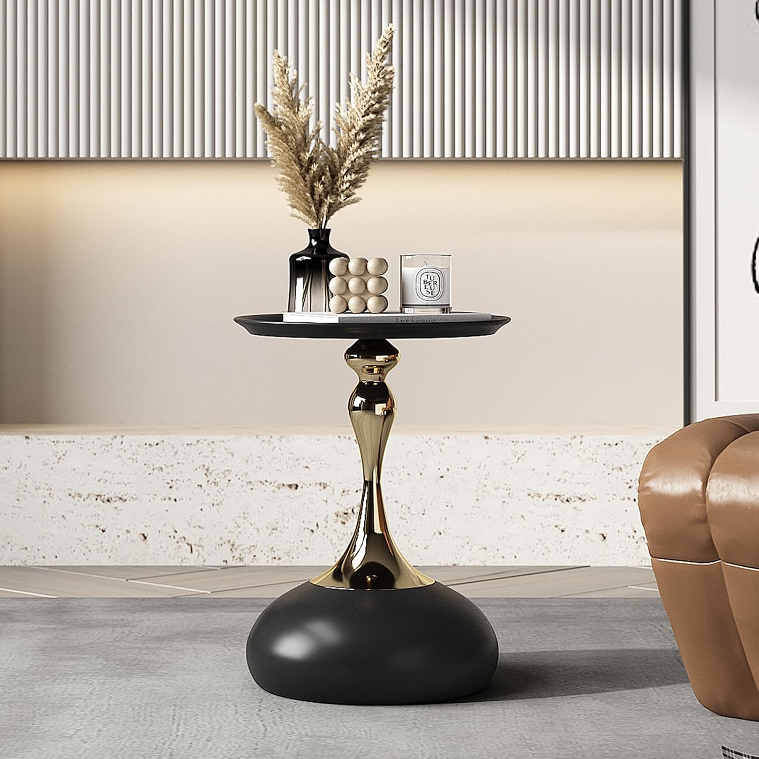 Modern Side Table with Weighted Base, Scratch-Resistant & Nano-Coated Finish - Versatile Accent Table for Living Room, Bedroom, Balcony (Cream)