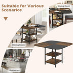 Giantex 47.5-inches Dining Table for 4, Square Kitchen Table with 2-Layer Storage Rack, Mix-Colored Tabletop, Adjustable Foot Pads, Wooden Dinner Tables for Dinette, Living Room, Restaurant