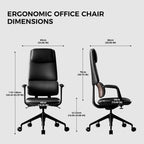 TOMU Genuine Leather Office Desk Chair, Ergonomic Leather Executive Office Chair, Upgraded Wood Grain Finish and S Curve Back with Solid Aluminum Frame, Luxury and Mordern