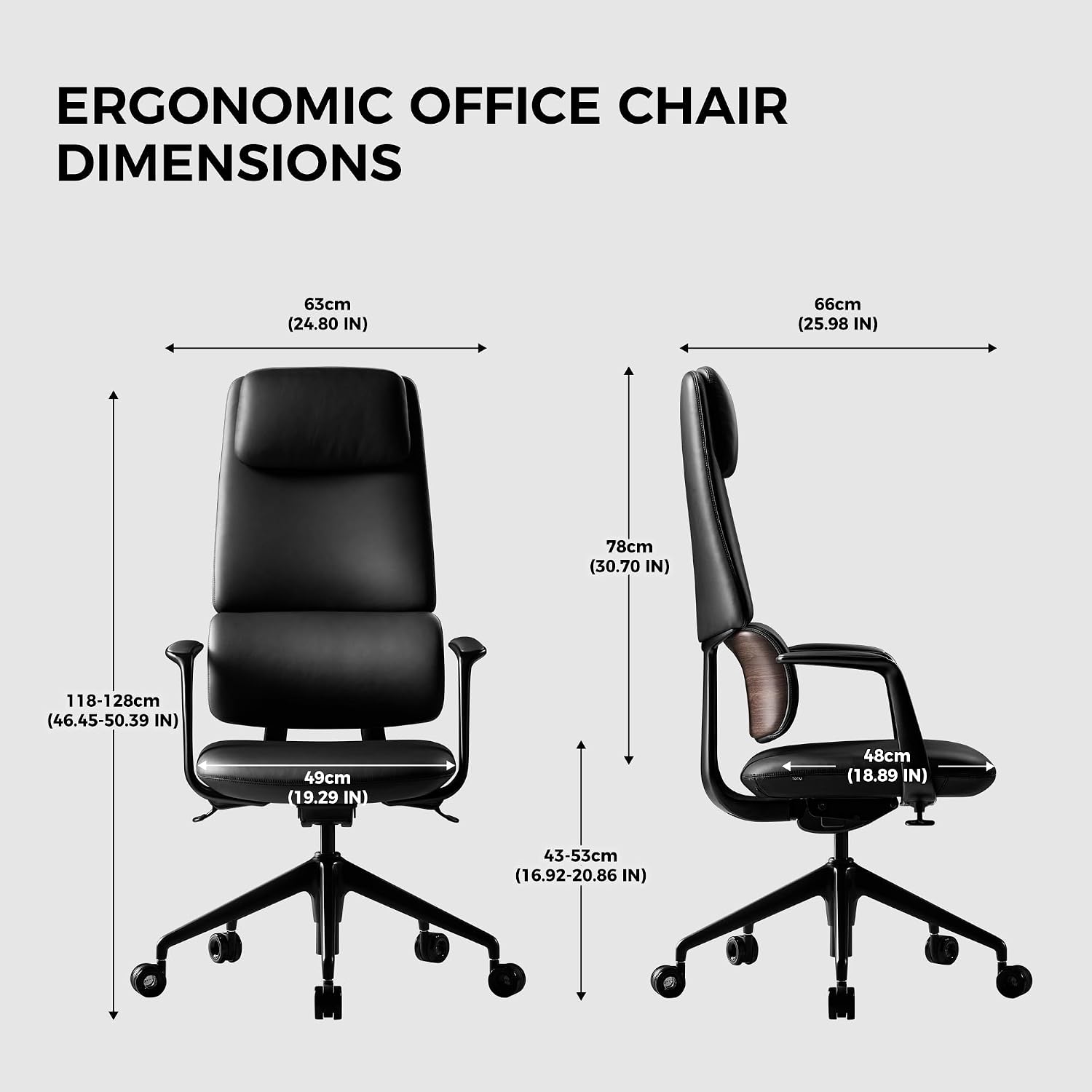 TOMU Genuine Leather Office Desk Chair, Ergonomic Leather Executive Office Chair, Upgraded Wood Grain Finish and S Curve Back with Solid Aluminum Frame, Luxury and Mordern
