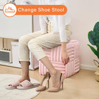 Faux Fur Ottoman Footrest 15.7" Square Vanity Stool, No Assembly Required, Soft Padded Seat for Bedroom, Living Room, Entryway (Pink)