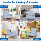 Costzon Kids Sofa, Toddler Rocking Chair with Solid Wood Frame, Linen Fabric, Anti-Tipping Design, Children Furniture Armchair for Kids Room, Nursery, Playroom, Preschool, Gift for Boys Girls (Blue)