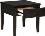 Sutter, End Table, Side Table, Java Pine Veneer Accent Table, Square Living Room Table with 1 Drawer, Planked Top, 24 Inches Wide