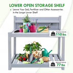 EAGLE PEAK Potting Bench, Weatherproof Vinyl Potting Table for Outdoor & Indoor Use, Easy Clean Garden Workstation with Storage Shelves, Gray, 40"