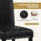 Giantex Black Dining Chairs Set of 4, Faux Leather Upholstered Parsons Kitchen Chairs with Solid Rubber & Bent Wood Legs, Thick Padded Seat, Armless Side Chairs for Living Dining Room Restaurant