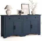 ONBRILL 63" Sideboard Buffet Cabinet, Kitchen Buffet Storage Cabinet, Large Credenza with Drawers & Doors, Wood Coffee Bar Console Wine Bar for Living Room Hallway Blue