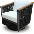East Green Linden Teak and Aluminum Patio Swivel Chair with Cushions - Weather-Resistant Outdoor Seating
