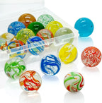 Taken All 18 Pcs 35mm Large Glass Marbles, 1.38 Inch Playing Glass Shooters Colorful Assorted Marbles for Classic Ring Game, Home Decoration, Vase Fillers - Ideal for Kids, Adults, Family, Party