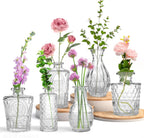 Mini Glass Bud Vases - Set of 6 Small Vases for Flowers, Perfect for Centerpieces,Flower Vases for Centerpieces., Clear