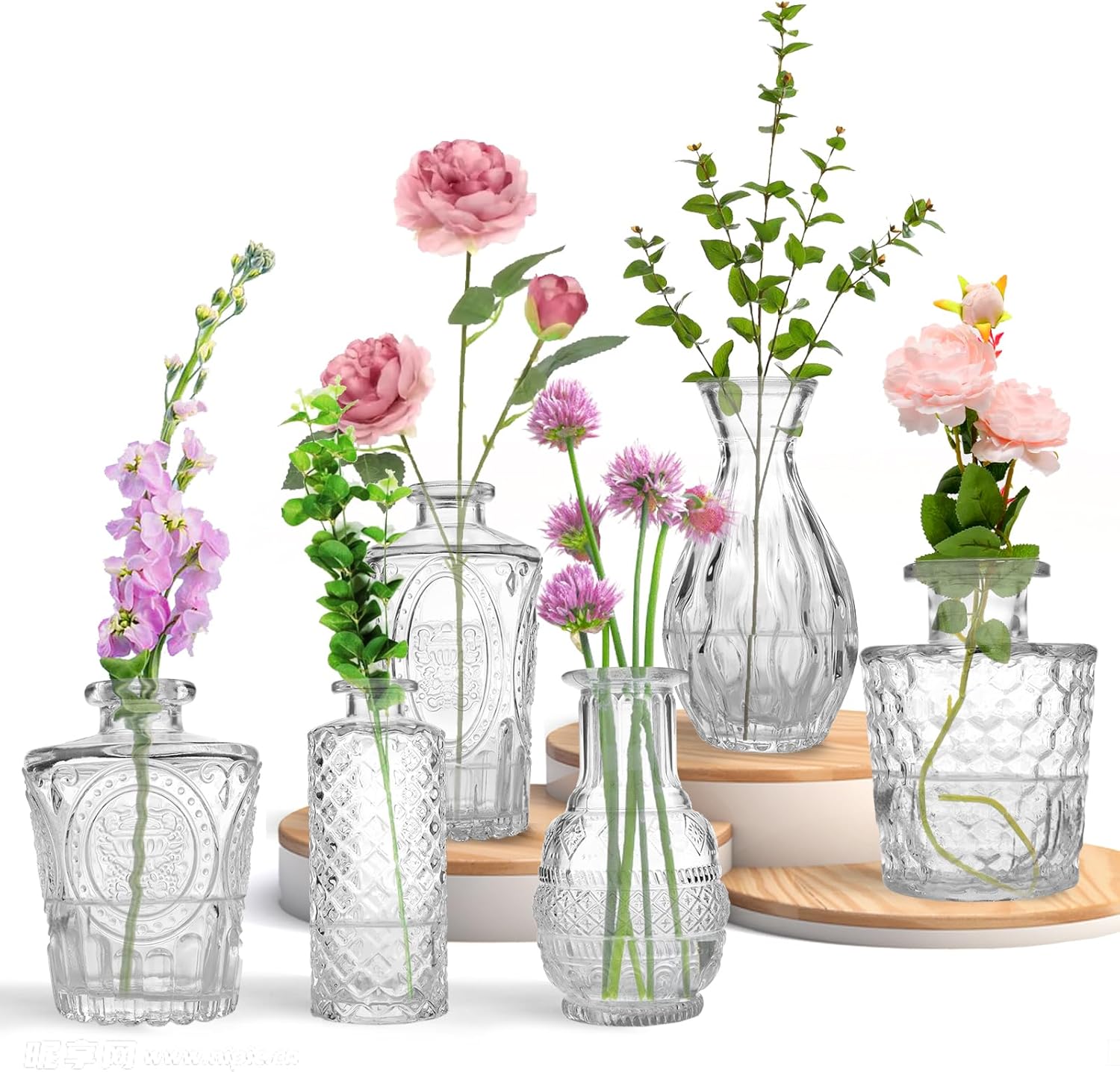 Mini Glass Bud Vases - Set of 6 Small Vases for Flowers, Perfect for Centerpieces,Flower Vases for Centerpieces., Clear