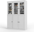 Palace Imports 100% Solid Wood 48.5"" Pantry Cabinet with Shaker, Clear Glass Doors, 2-Drawers & Adjustable Shelves
