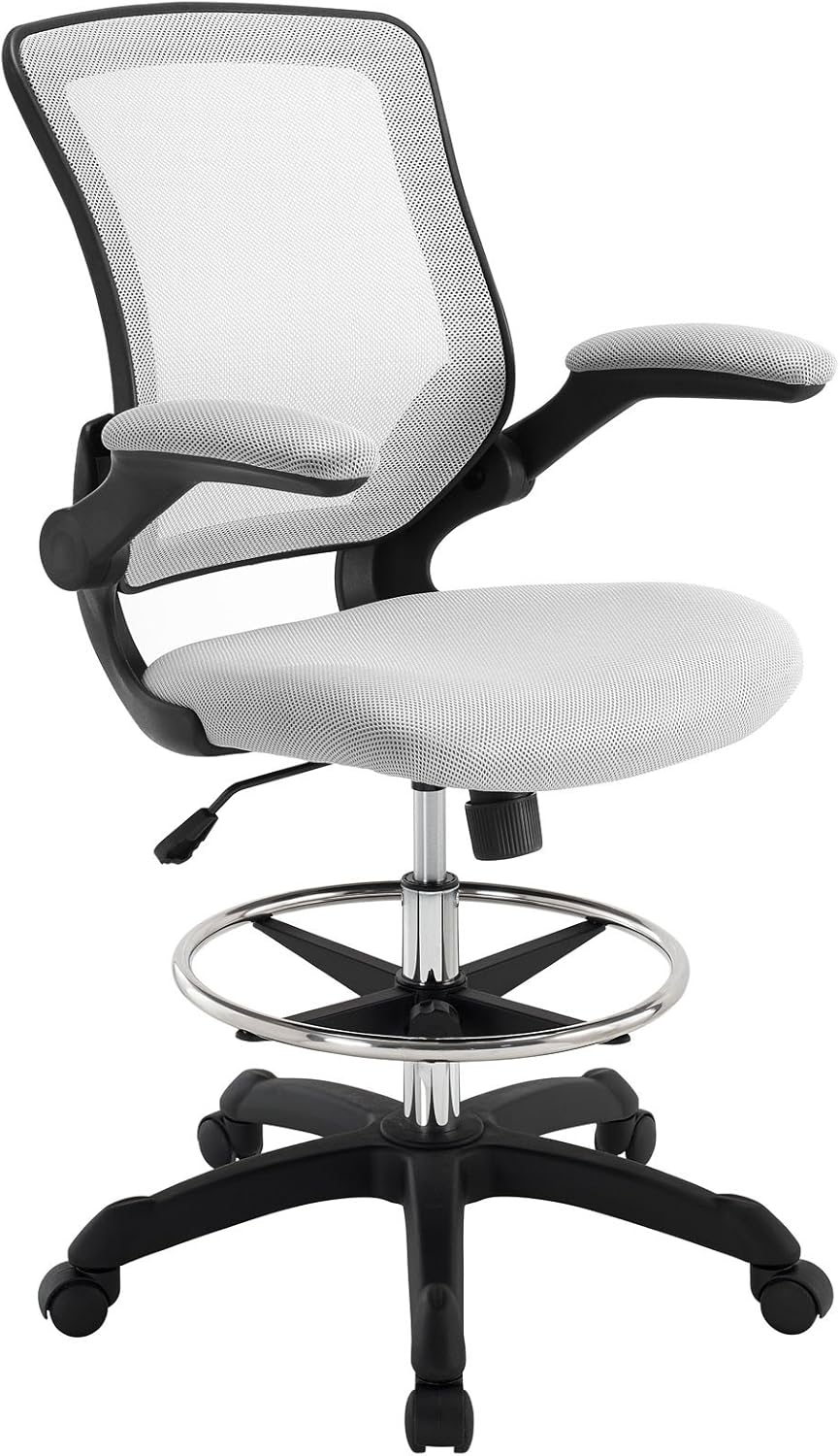 Modway MO-EEI-1423-GRY Veer-Reception Desk Flip-Up Arm Drafting Chair, 22.5"L x 25.5"W x 41.5-50"H, Gray