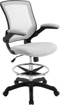Modway MO-EEI-1423-GRY Veer-Reception Desk Flip-Up Arm Drafting Chair, 22.5"L x 25.5"W x 41.5-50"H, Gray