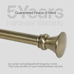 Deco Window Curtain Rods for Windows 44 – 120 Inch, 1 Inch Heavy Duty Extendable Metal Drapery Rod, Adjustable Curtain Rod with Decorative Egyptian Finials for Living Room Bedroom, Antique Brass
