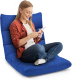 COSTWAY Floor Chair, Folding Gaming Chair with Back Support, 14 Adjustable Positions, Alloy Steel Frame, Lazy Sofa Lounge for Playing Reading Meditating Room Recliner for Adults, Kids (Blue)