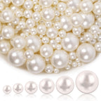1300PCS Pearls for Vase Filler,Ivory Pearl Beads with No Hole,Vase Filler Fake Pearls, Artificial Plastic Pearl Beads for Table Scatters, Wedding Party,Decoration