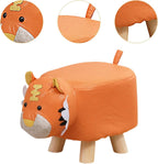 s Footstool Shoe Changing Stool Foot Rest Ottoman Stool for Nursery Living Room Playroom, Orange Tiger