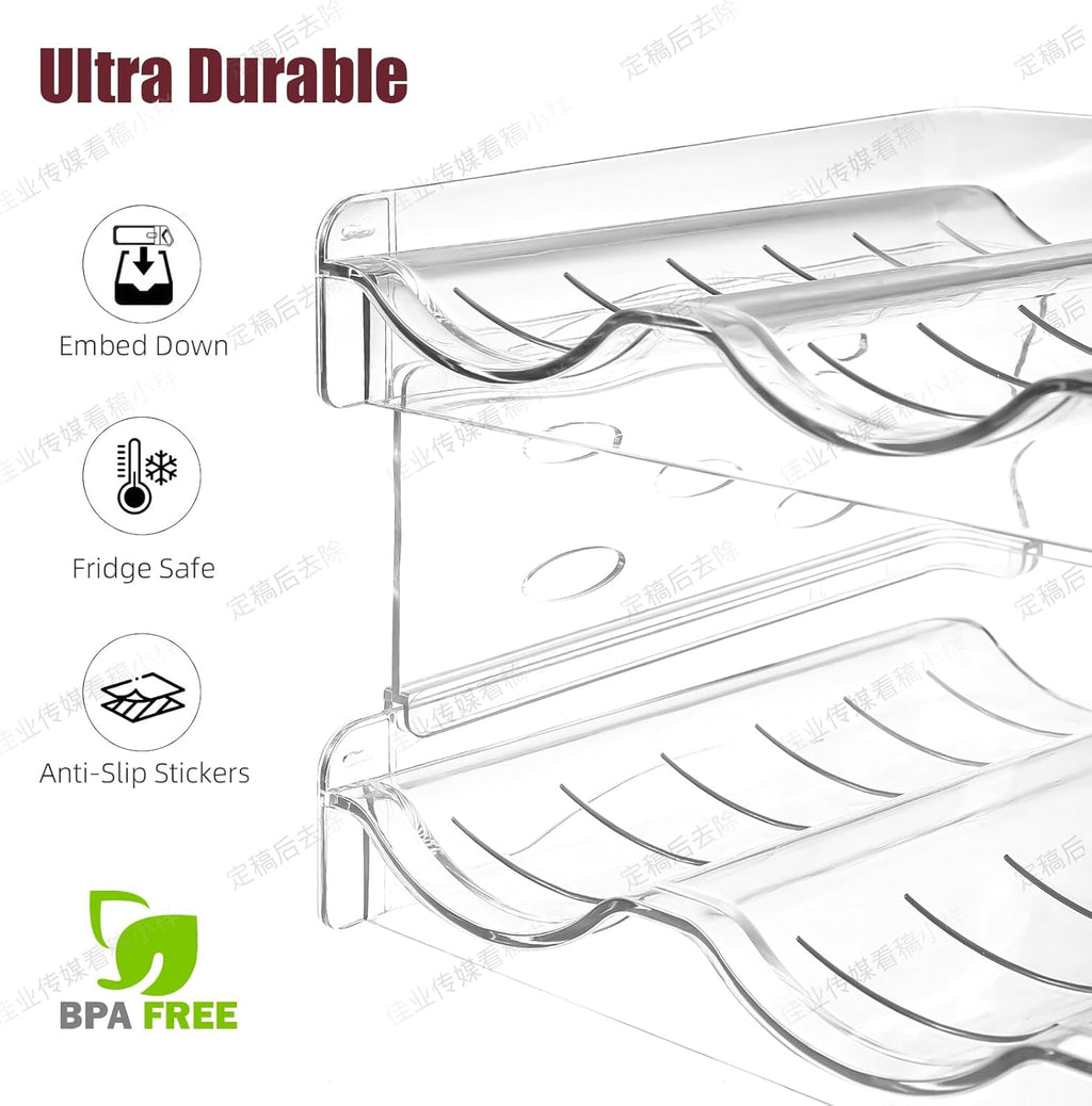 Wine Rack for Countertop, Fridge, Inside Cabinet, 3 Tier Plastic Tabletop Wine Bottle Holder, Water Bottle Organizer for Refrigerator, Pantry, Hold 9 Bottles