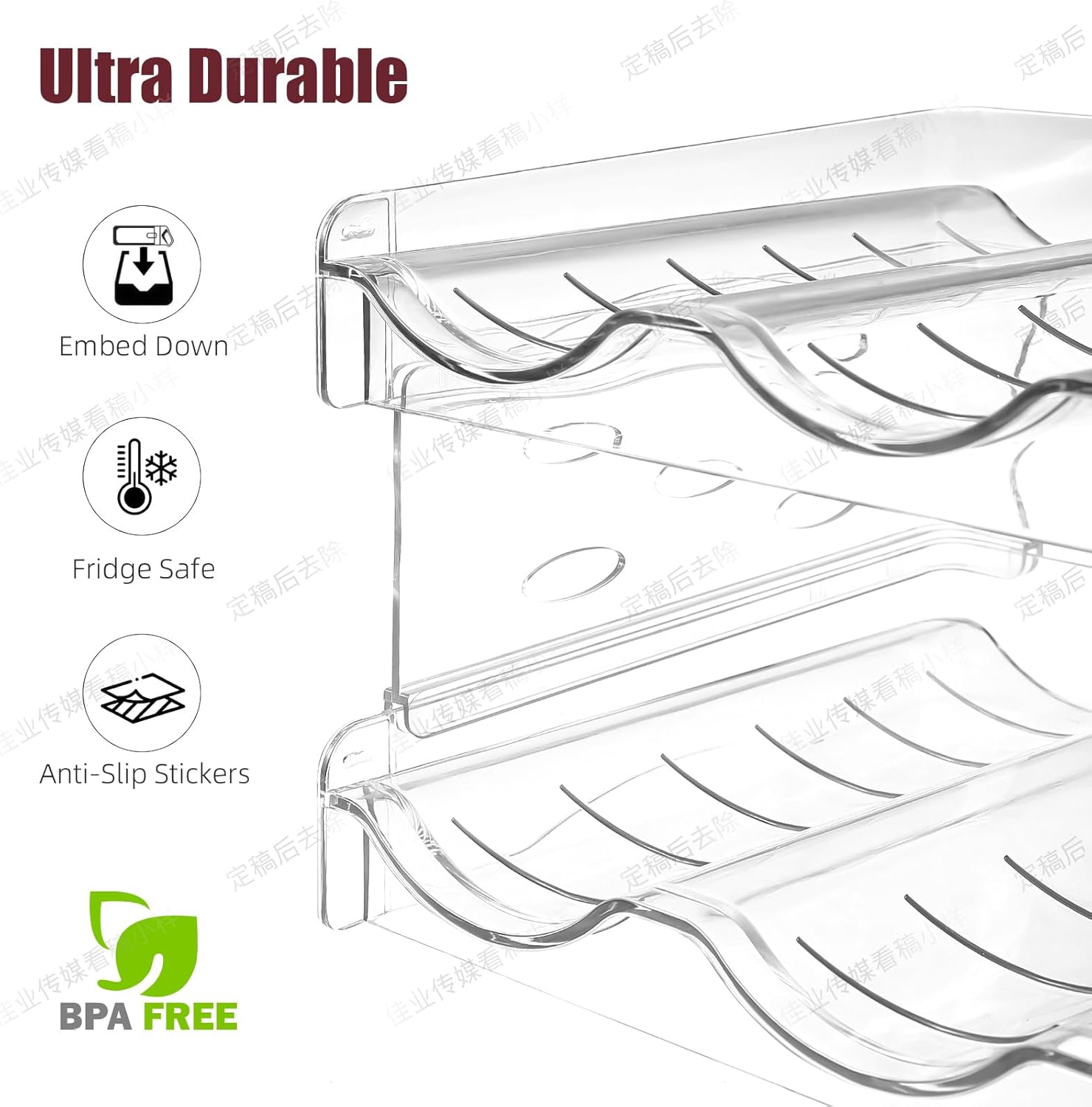 Wine Rack for Countertop, Fridge, Inside Cabinet, 3 Tier Plastic Tabletop Wine Bottle Holder, Water Bottle Organizer for Refrigerator, Pantry, Hold 9 Bottles