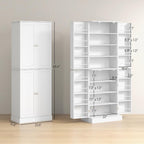 65" Kitchen Pantry Cabinet, Modern Storage Cabinet with Doors and Shelves, Freestanding Cupboard for Dining Room, White,13.8 * 23.6 * 65.4