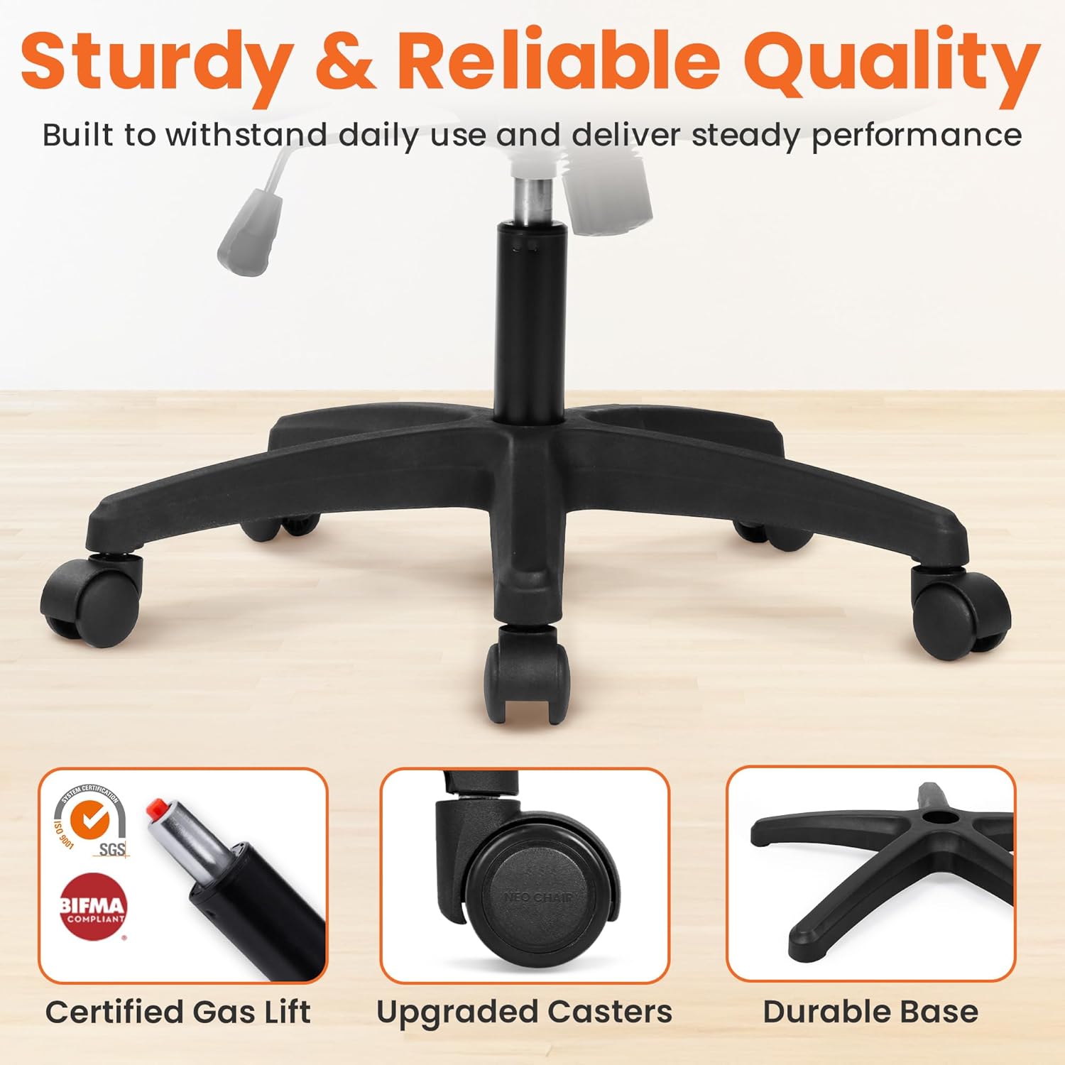 NEO CHAIR Office Desk Chair Gaming Computer High Back Support Mesh Comfy Seat with Adjustable Ergonomic Headrest Lumbar Rolling Flip-up Armrests and Wheels (Black)