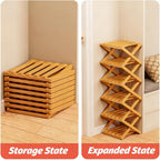 9-Tier Pre-Assembled Bamboo Storage Rack — A Space-Saving Shoe Organizer Perfect for Entryways, Closets, and Dorm Rooms.