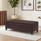 51 Inch Storage Ottoman Bench, Faux Leather Foot Rest with Hinged Lid, Long Rectangle Bed Bench for Living Room, Bedroom, Entryway, Coffee Brown