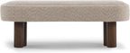 Christopher Knight Home Damas Boucle Upholstered Dining Bench, Wooden Entryway Bench, Long Sofa Footstool for Living Room, Bedroom End of Bed Bench, Khaki+Walnut
