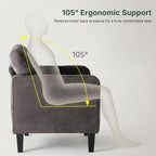 Modern Accent Chairs for Living Room, Corner Chairs for Adults, Reading Chair with Armrest and Backrest, Comfy Lounge Chairs for Bedroom Reception Waiting Room, Dark Grey 1 Pack