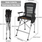 Extra Tall Folding Chairs for Adults 330lbs, Portable Bar Height Foldable Director Chairs for Camping Outside, Comfortable with Makeup Pocket, High Back and Footrest, Black