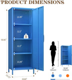 Metal Locker Storage Cabinets 59.06"H Navy Blue Locking File Cabinets Kitchen Food Pantry Cabinet with 2 Doors and Shelves for Dining Room, Living Room,Bathroom Office,Home,Garage, Gym, School