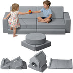 15pcs Unique Modular Kids Play Couch - Convertible Foldable Toddler Sofa Bed with Removable Crystal Velvet Cover, Safe Couches Kids Furniture for Playroom & Bedroom, for Boys and Girls
