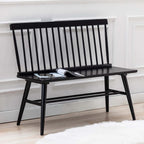 DUHOME Entryway Bench, Black Dining Bench with Spindle Back Farmhouse Wood Windsor Bench for Foyer Balcony Living Room, Black