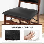 Wooden Folding Chairs Set of 2, Foldable Wood Chairs with Padded Seats, Solid Wood Frame, 400 lbs Weight Capacity, Space Saving Dining Chairs for Small Space, Guests Kitchen (2, Padded Back)