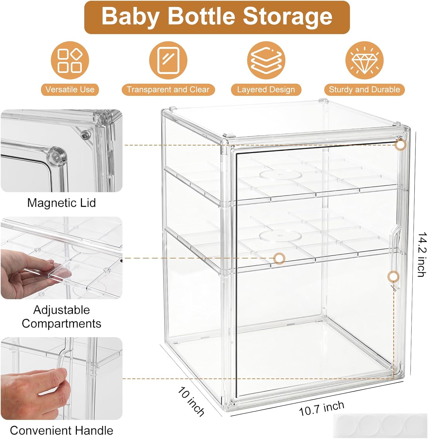 ERTIUANIO Baby Bottle Organizer – 3 Tier Acrylic Bottle Storage Organizer container, Clear Plastic Bottle Station Organizers Drawers for Countertop Kitchen Cabinet Vanity, Bathroom, Gifts for New Mom