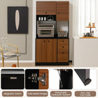 PETSITE Kitchen Buffet Hutch Storage Cabinet, 71" Freestanding Pantry with 3 Cabinets & Drawers, Adjustable Shelves, Microwave Cupboard for Living Room, Dining Room (Walnut)