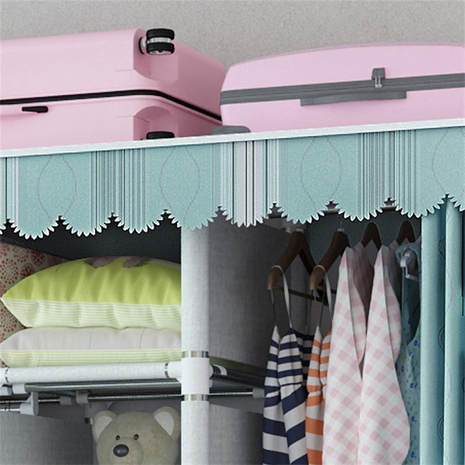 Creativity Assemble Cloth Hangers Stable Open Home Wardrobe Partition Storage Box,Portable Wardrobe(172 * 102 * 45CM)