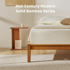 RECCI Solid Bamboo C-Shaped End Table Set of 2 for Couch and Sofa, Sustainable Mid-Century Modern Wood Side Table for Living Room or Bedroom, Easy Assembly C Table Nightstand (Walnut)