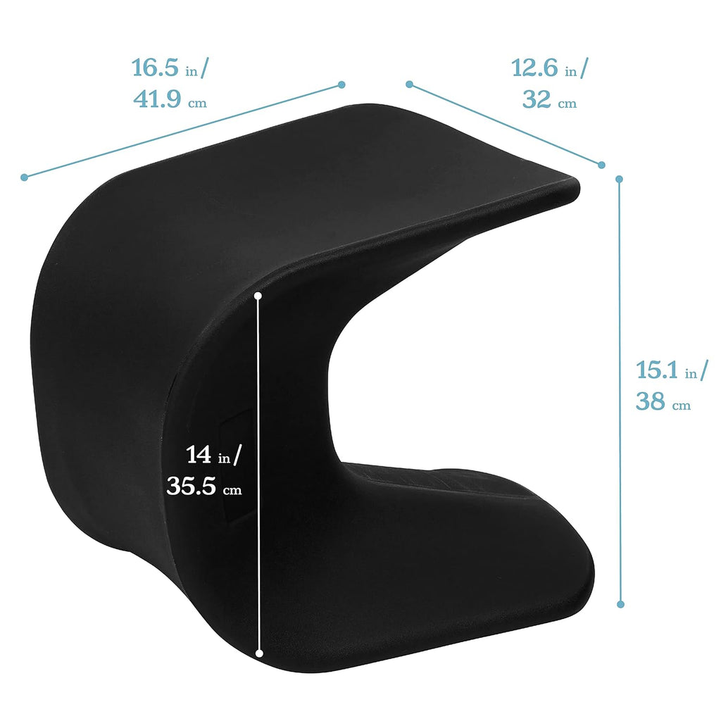 ECR4Kids Wave Seat Perch Stool, 14in - 15.1in Seat Height, Flexible Seating, Black, 2-Pack