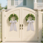 Brown Wreath Sash for Front Door - 2 Pcs Rustic Seersucker Wreath Sashes for Embroidery Monogram Home Decor, 60 Inch Boho Plain Stripe Wreaths Sash for Garland Window Wall Yard