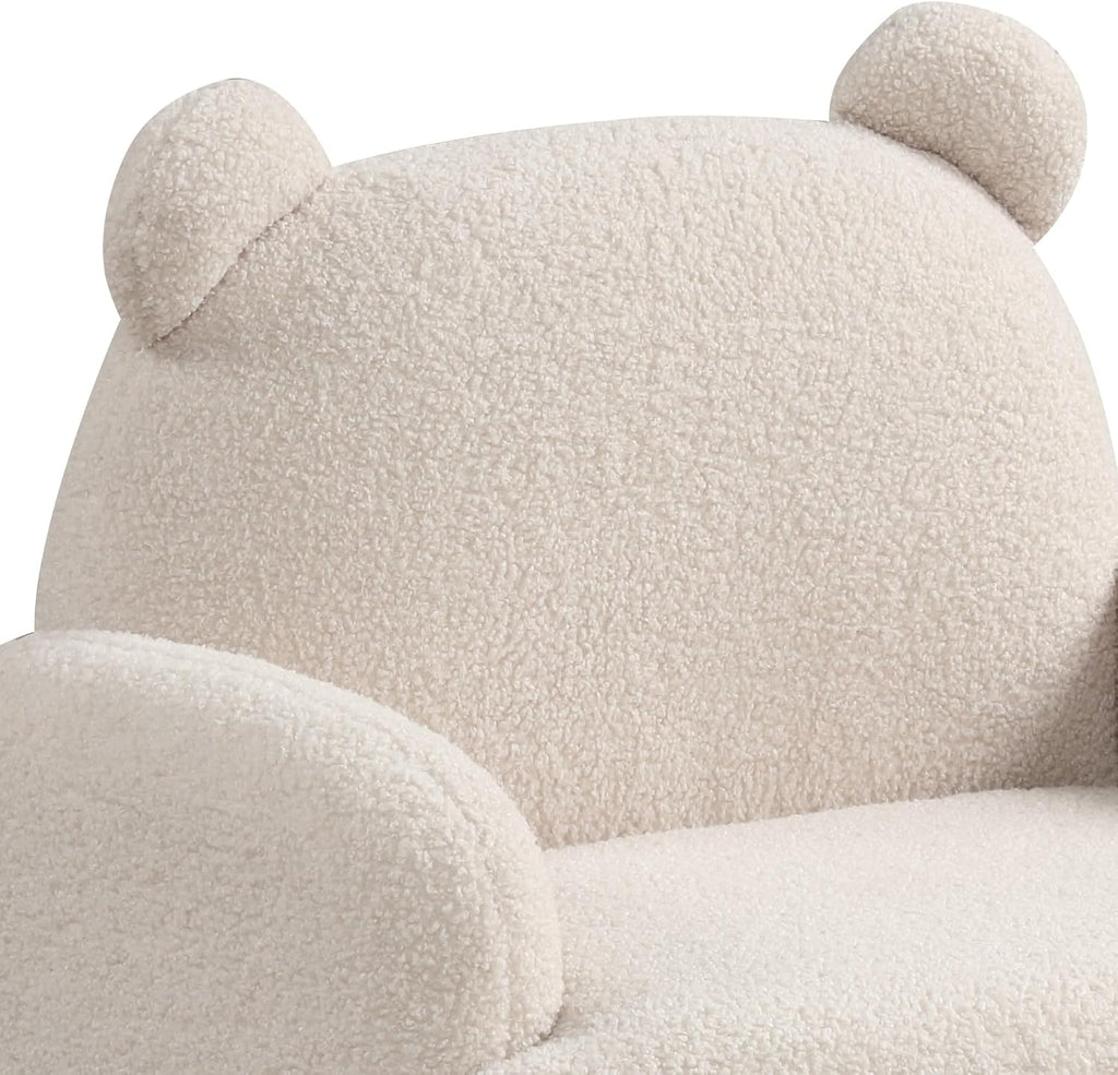 25.5" W Beige Sherpa Bear Shaped Armchair