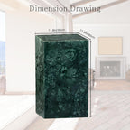 Luxury Natural Marble Square Side Table & Coffee Table, Accent End Table for Modern Couch, Bed, Living Room, Bedroom, and Showroom（Green）