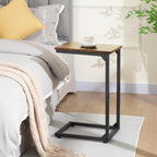 AMHANCIBLE C Shaped End Table，Large Turntable Stand with Storage Cabinet