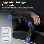 Symino Gaming Chair with Footrest, Linkage Armrests & 10cm Thick Seat, PU Leather Ergonomic Computer Chair, 150° Recline Office Chair, Black