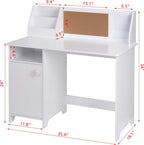 UTEX Kids Study Desk with Storage, Wooden Children School Study Table with Hutch and Storage Cabinet for 3-8 Years Girls Boys, Student's Study Computer Workstation Writing Table, White